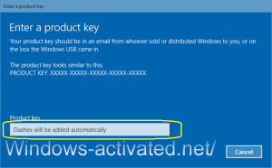 instruction for activation windows 10 with key