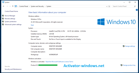 Windows 10 activated for free